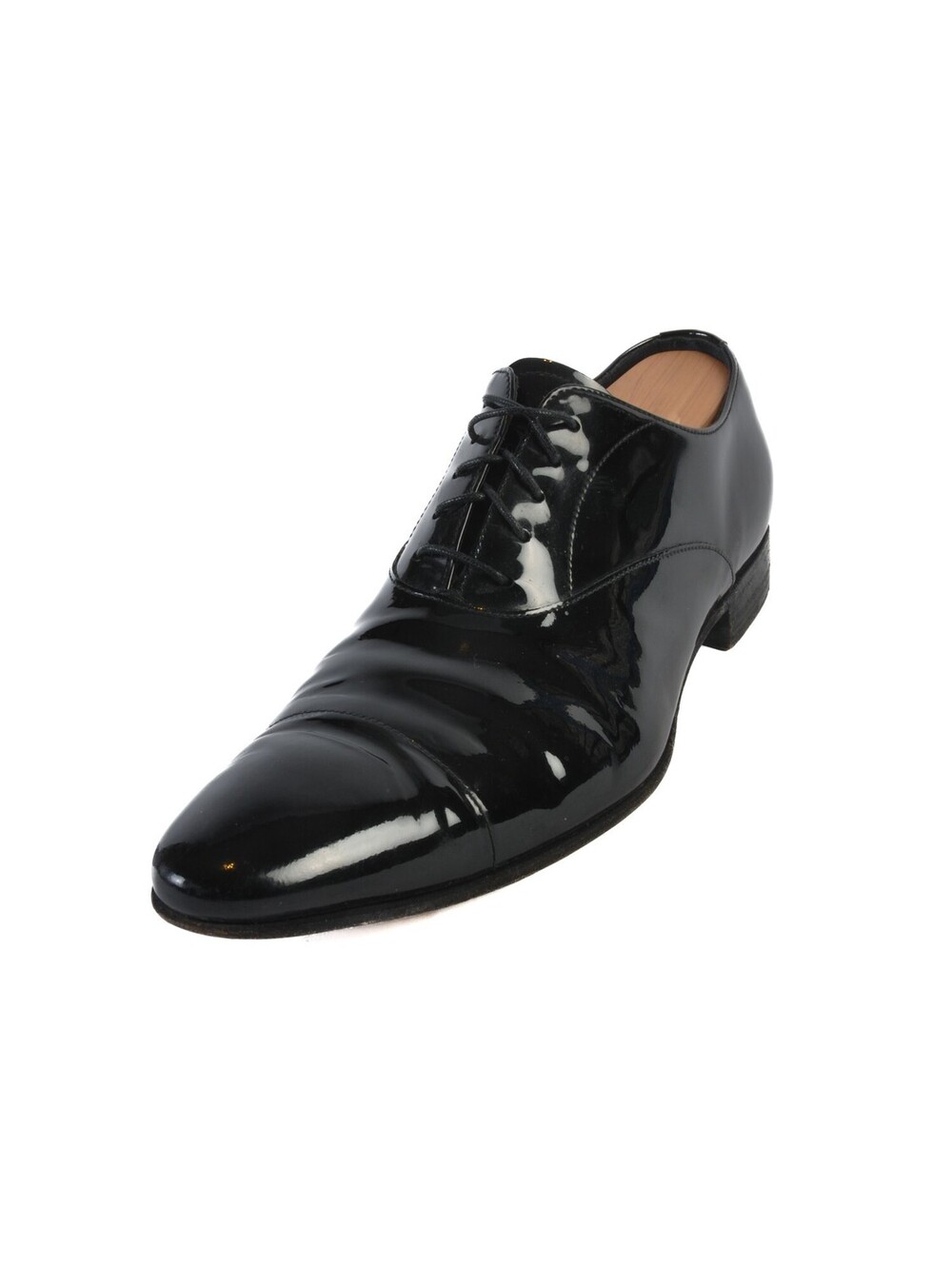 Prada Black Patent Leather Cap Toe Oxfords 8 37666